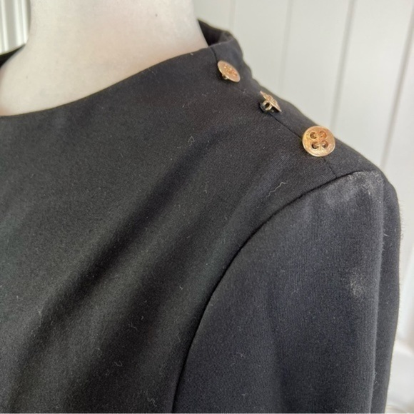 Tyler Boe Womens Sheath Dress Black Stretch Scoop Neck Back Zip Buttons M - Picture 4 of 12